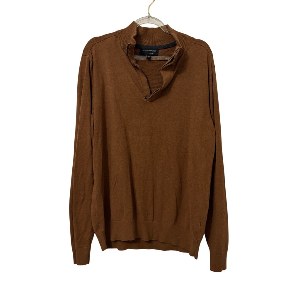 Banana Republic Mens Quarter Zip Sweater Cotton Blend Preppy Heritage Old Money‎